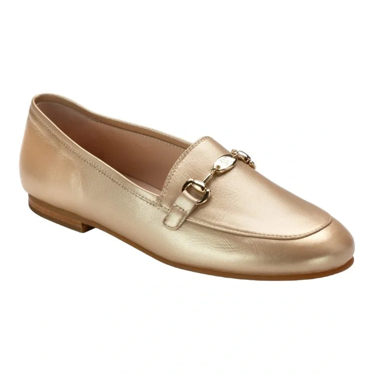 Gold Soft Leather Flat Loafer for Girl Boy by London Kids