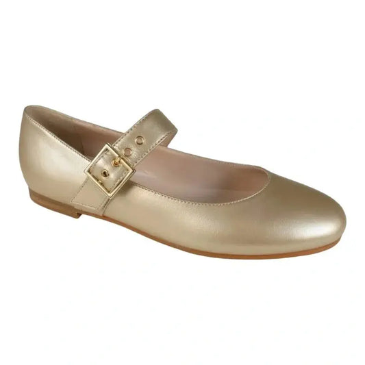 Gold soft leather strap girl shoes by London Kids