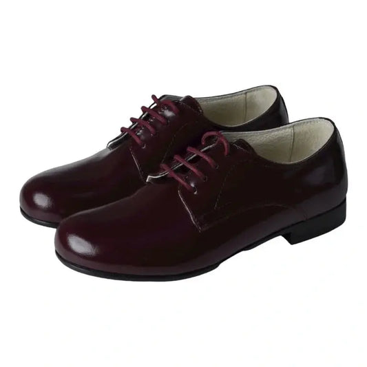 Bordo polished leather lace shoes for boy and girl by London Kids.