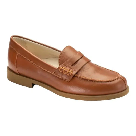 Tan soft leather hard loafer by London Kids for boys and girls