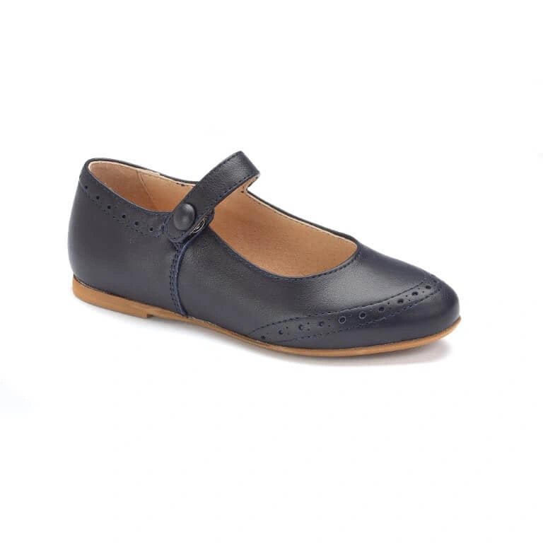 11402 - Navy Leather Girls Mary Jane English Classic