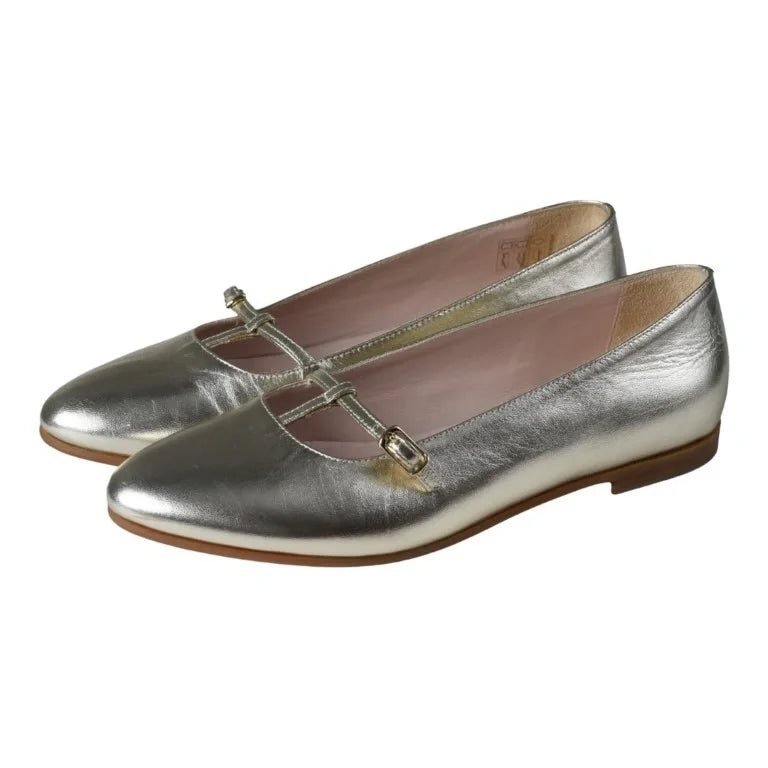 Stylish gold soft leather flats for girls by London Kids.