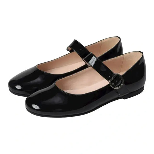 Black Patent Leather Strap for Girl by London Kids - Stylish and elegant Mary Jane Dress Shoe for girls