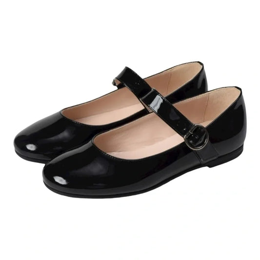 Black Patent Leather Strap for Girl by London Kids - Stylish and elegant Mary Jane Dress Shoe for girls