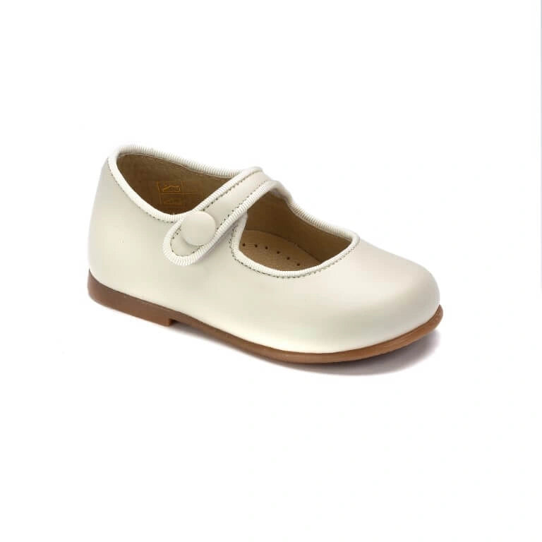 127 Off White Leather Toddler Dress Shoe with Strap