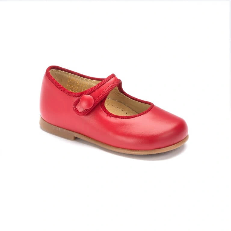 Toddler red leather strap shoe for dress occasions