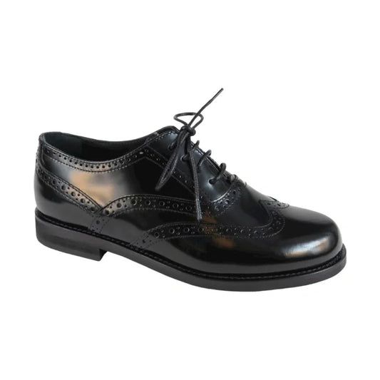 Black polished leather lace shoes for boys by London Kids in black color