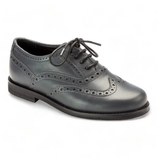 Soft leather lace-up shoes for boys in gray color by London Kids