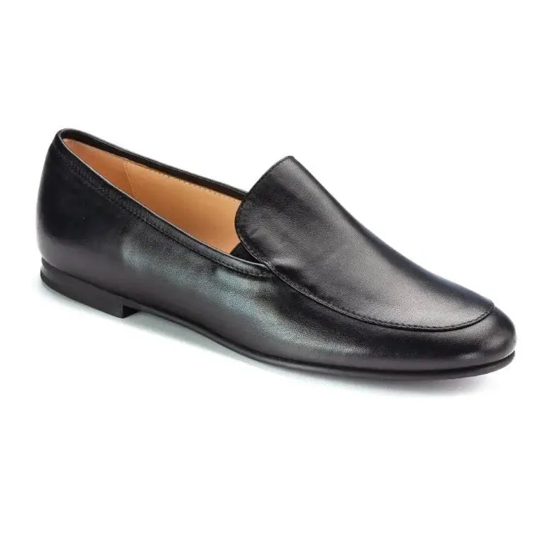 Black soft leather flat loafer for boy by London Kids - stylish and comfortable.