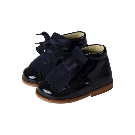 Navy patent leather lace toddler shoes by Clarys - London Kids