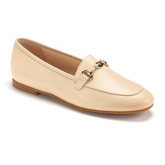 Nude soft leather flat loafer for girl or boy by London Kids