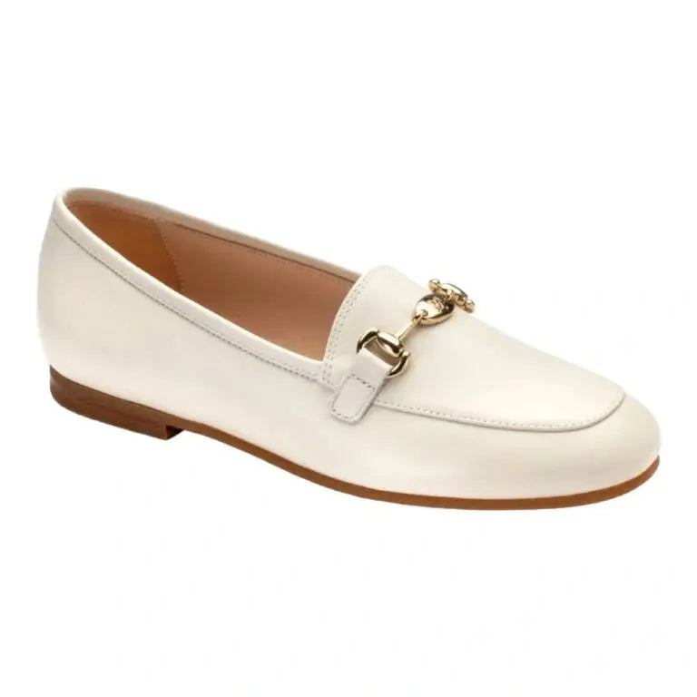 Cream soft leather flat loafer for girl or boy by London Kids in cream color