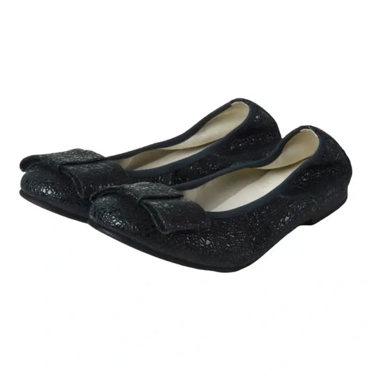 Black Glitzy Flats for girls, teens, and women by London Kids - Ballet Flat with Square Bow