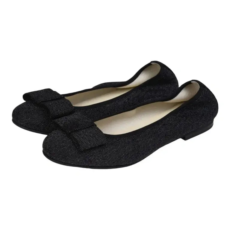 Black glitzy ballet flats with square bow by London Kids