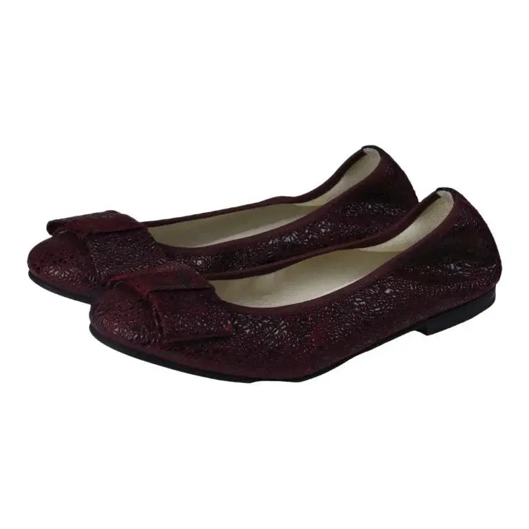 Bordo soft leather flats for girl, teen, and women by London Kids - ballet flats with square bow.