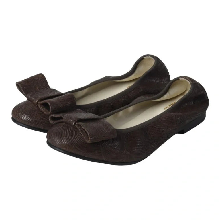 Brown soft leather flats for girls, teens, and women by London Kids.