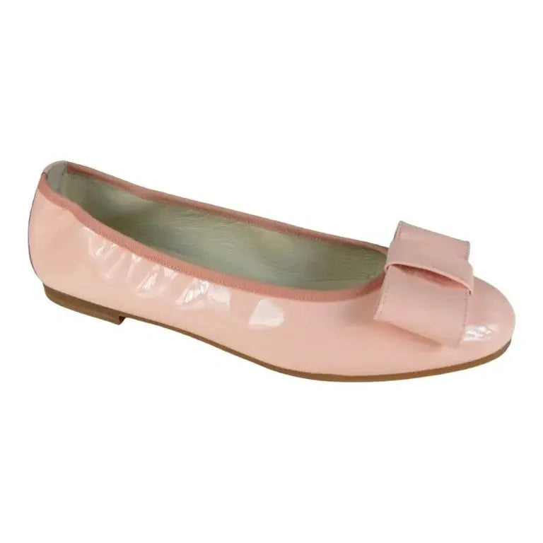 Stylish blush patent leather flats by London Kids for girls, teens, and women, perfect for dressy occasions.