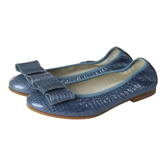 Light Blue Patent Leather Flats for Girls, Teens, and Women by London Kids - Ballet Flat with Square Bow