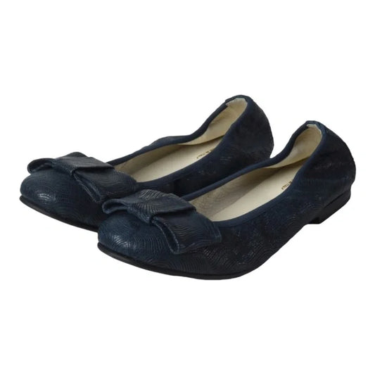 Navy soft leather flats for girls, teens, and women by London Kids in navy color