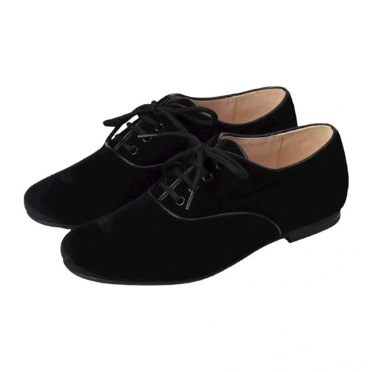 Black Velvet Lace shoes for girl by London Kids - elegant and stylish option for young fashionistas