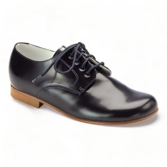 Navy Polished Leather Lace shoes for boys by Beberlis - Dressy navy lace-up shoes crafted from polished leather, perfect for a young gentleman's formal style.