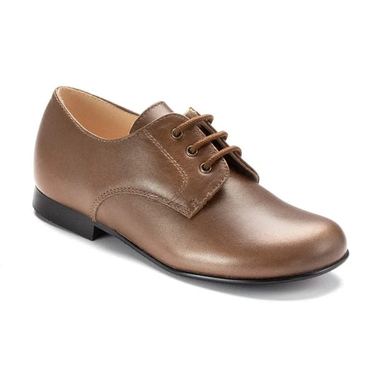 Taupe soft leather lace shoes for boys by Beberlis - ideal for dress occasions