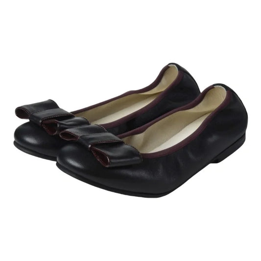 Black soft leather flats for girl by London Kids - Bow ballet flat in black.