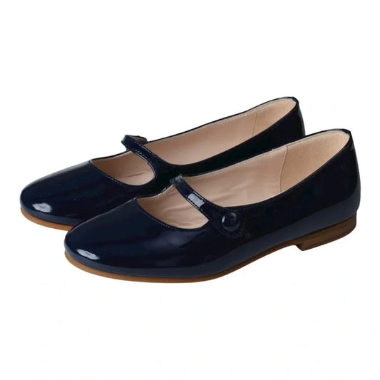 Navy patent leather strap for girl by London Kids - navy color, patent leather material, strap design