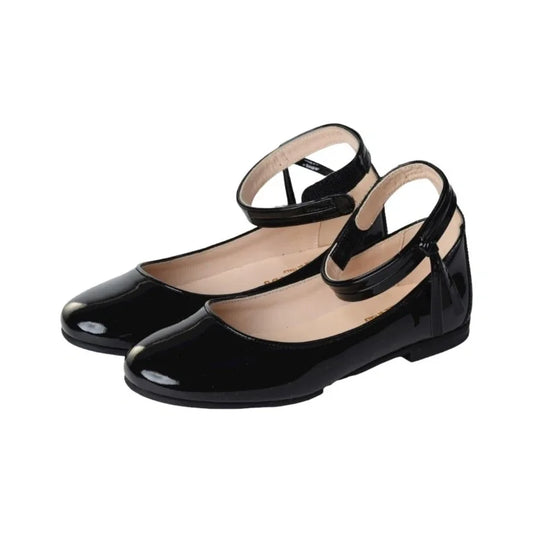 Black patent leather ankle strap for girl by London Kids.