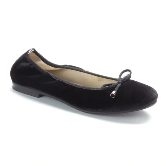 Black velvet flats for girl by London Kids - Bow ballet flat