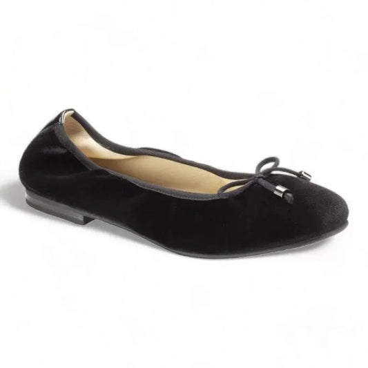 Elegant gray velvet flats for girls by London Kids, perfect for dressy occasions.