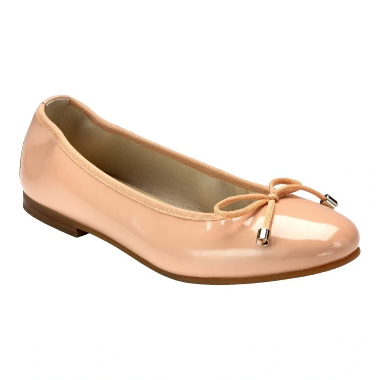 Nude Patent Leather Flats for Girl by London Kids - Nude Patent Leather Flats - Bow Ballet Flat