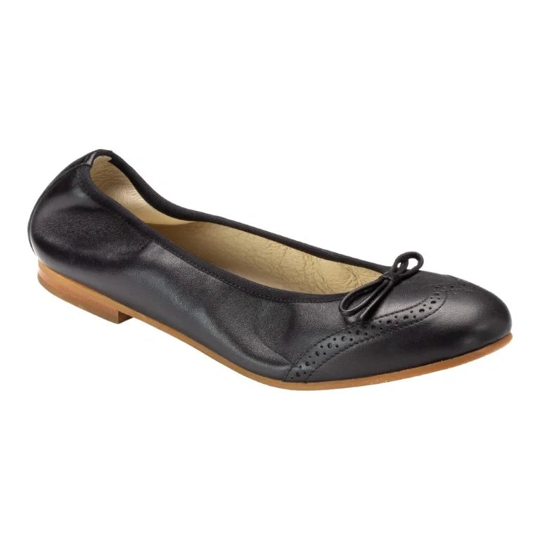 Black soft leather flats for girls by London Kids - Bow ballet flat - Black color - Soft leather material