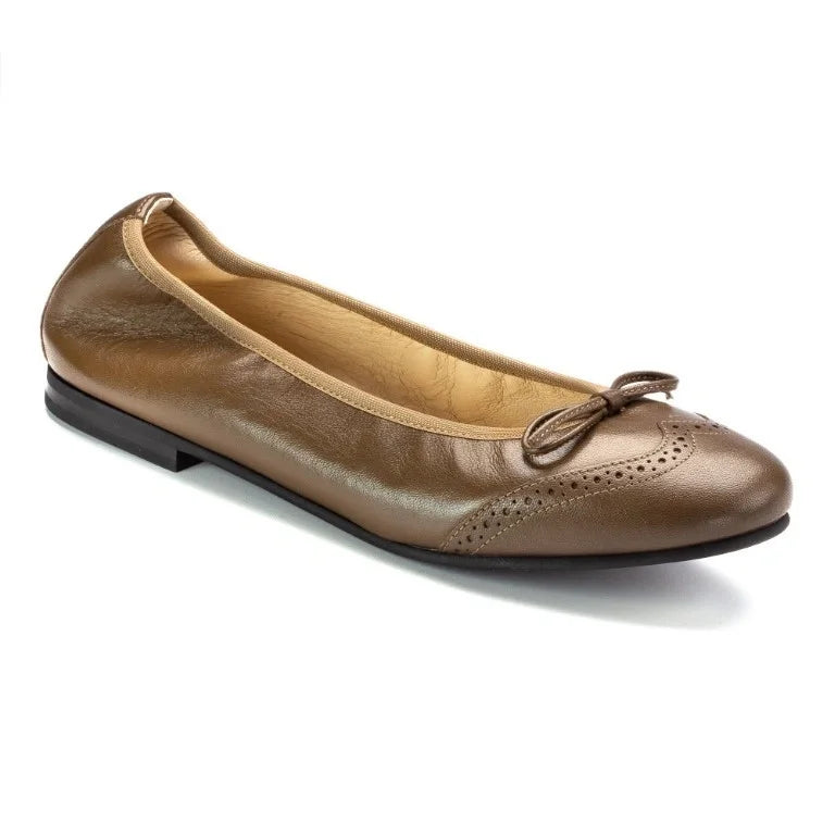 Soft leather Carob flats for girls by London Kids.