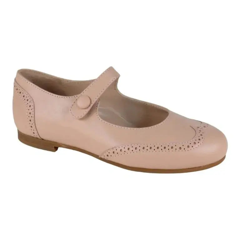 Elegant nude soft leather strap for girl by London Kids - Pretty Ballerinas