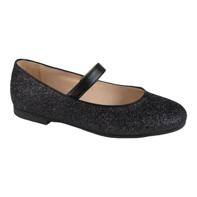 Black glitter strap shoes for girls by London Kids - girl fashion