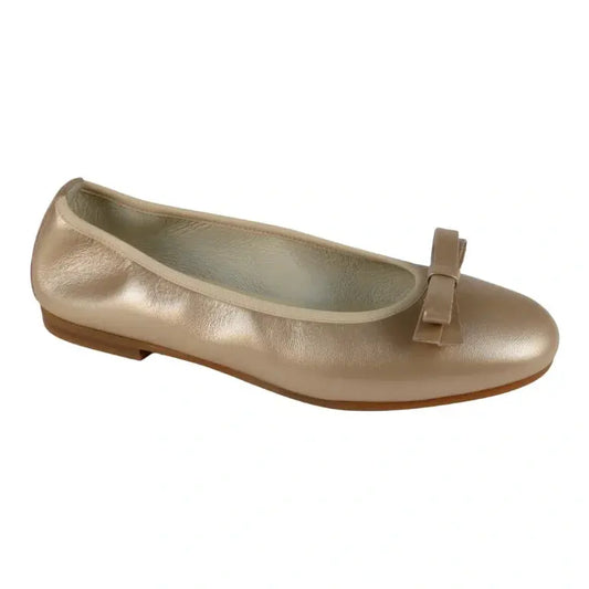 Stylish Gold Soft Leather Flats for girls by London Kids, perfect for any occasion.