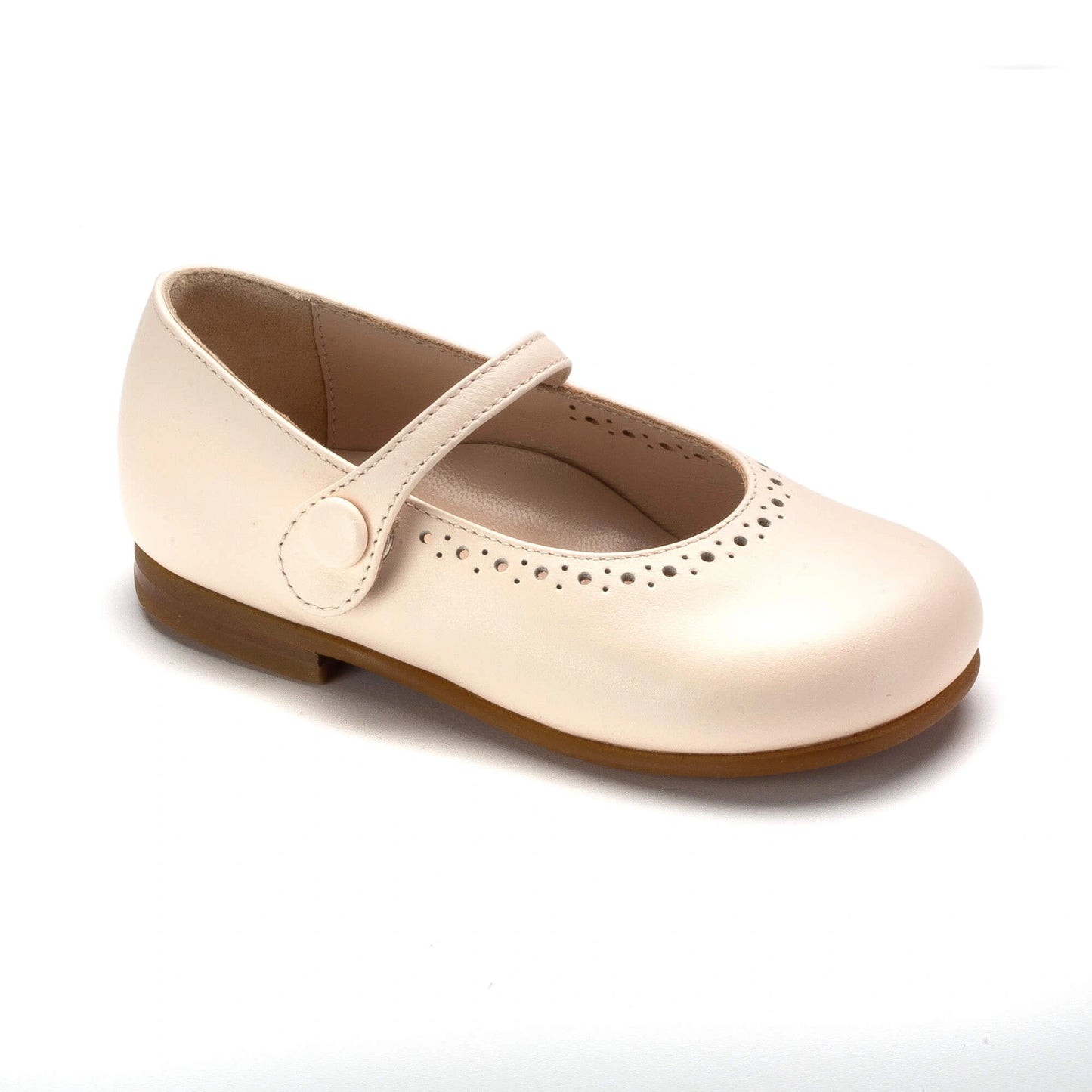 Soft Pink Leather Girls Mary Jane Slipper Shoe made in Italy