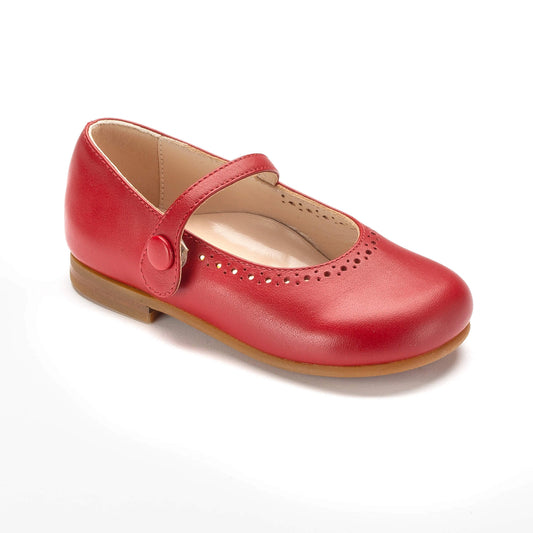 Toddler girl's red leather Mary Jane dress shoe made in Italy