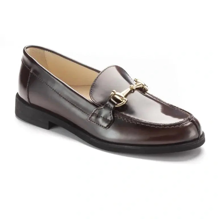 Brown Polished Leather Hard Loafer for BOY/GIRL by London Kids - Stylish and durable loafers in brown polished leather for kids.