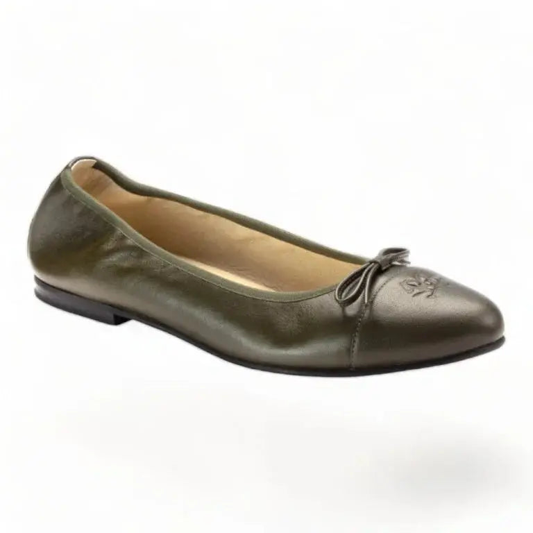 Green soft leather flats by London Kids - stylish and comfortable choice for teens and women.