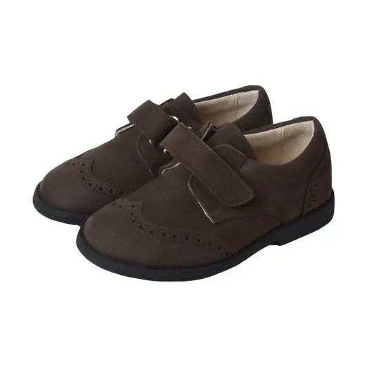 Brown suede Velcro shoes for boys by Beberlis - London Kids