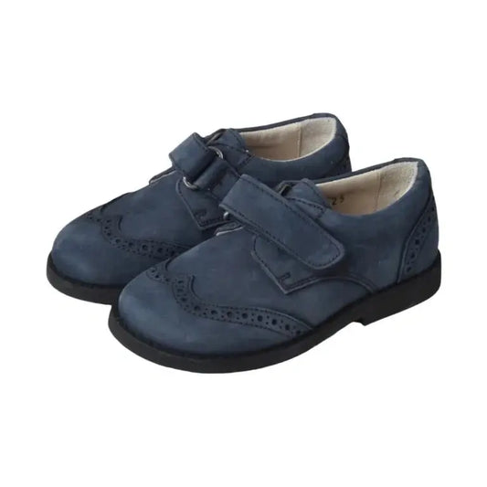 Navy suede Velcro shoes for boys by Beberlis - London Kids