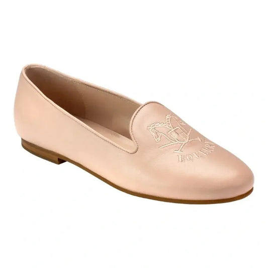 Nude soft leather smoking loafer for girls, teens, and women by London Kids