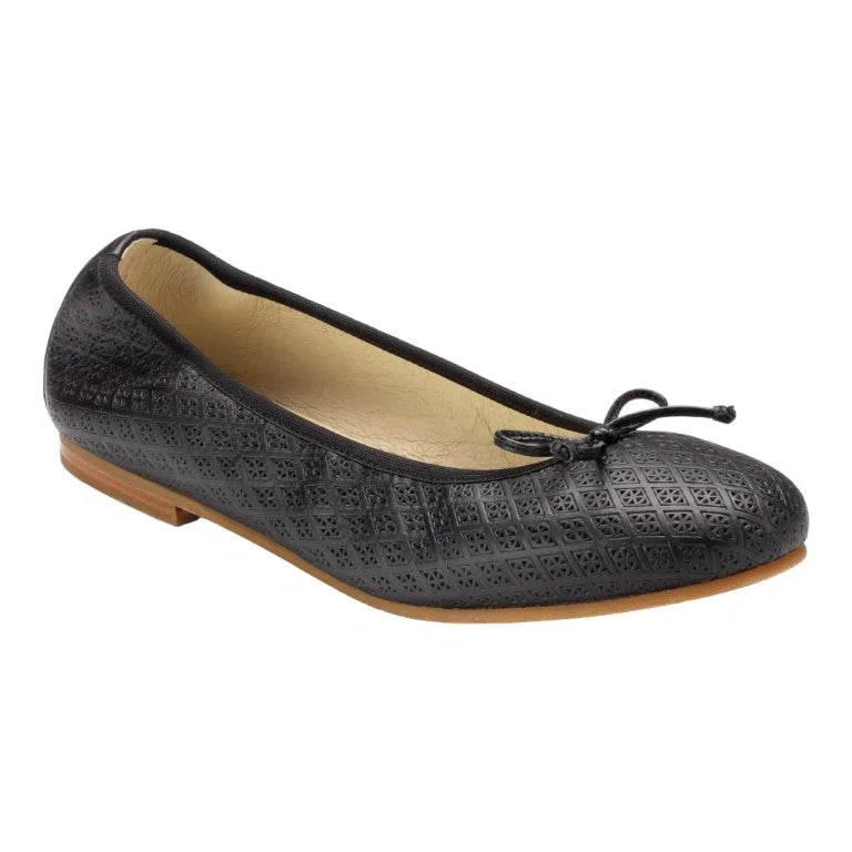 Black soft leather flats for girl by London Kids - black color, soft leather material, flats for dress occasions