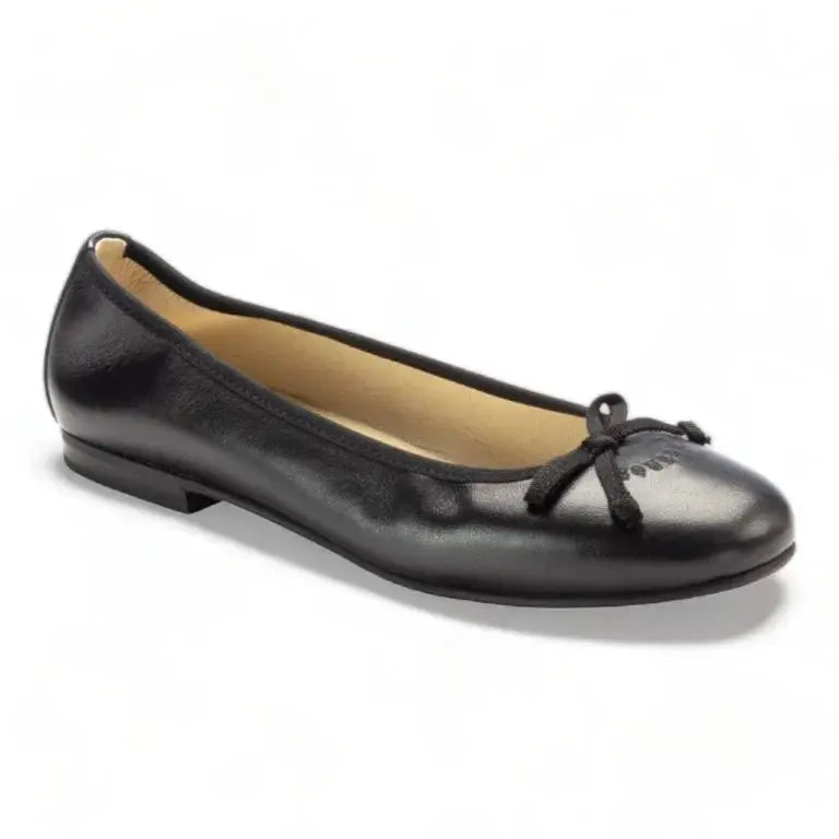 Stylish black soft leather flats for girls, teens, and women by London Kids.