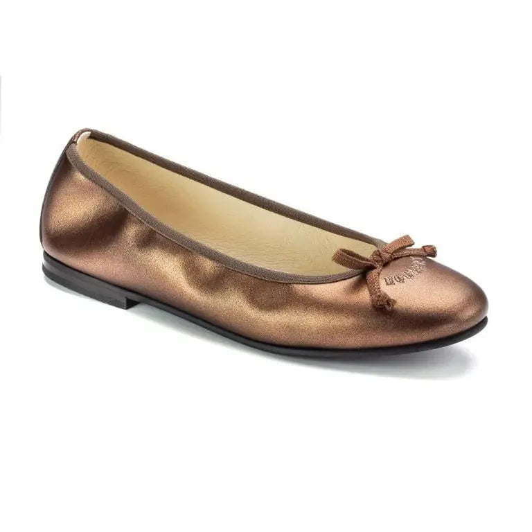 Bronze soft leather flats for girls, teens, and women by London Kids - elegant and stylish choice for any occasion.