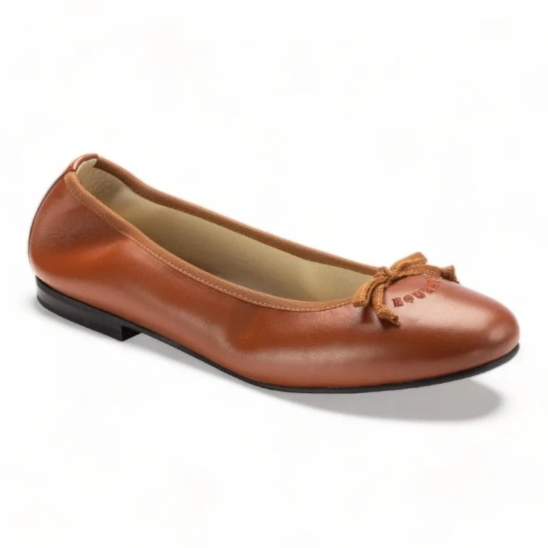 Tan soft leather flats for girls, teens, and women by London Kids - elegant and stylish footwear