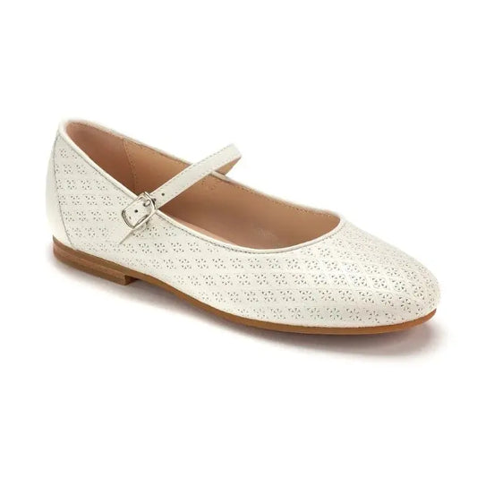 Girl's white soft leather strap by London Kids - ideal for dressy occasions.