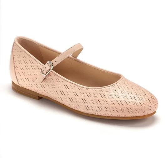 Nude soft leather strap for girl by London Kids - elegant and comfortable strap for dressy occasions.